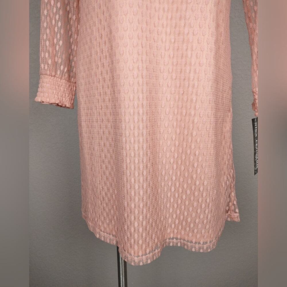 Nina Leonard Lace Mockneck Trapeze Long Sleeve Dress in Blush Size Small - Picture 10 of 16